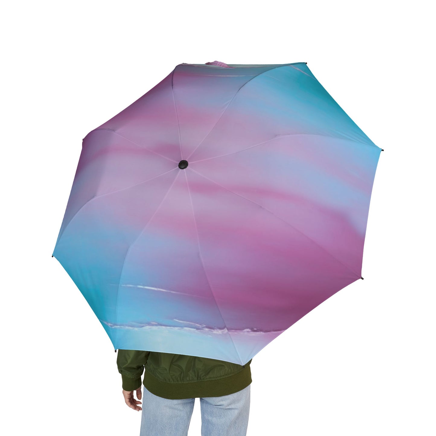 Wine Sea Blue Fog Foldable Umbrella - Compact & Chic