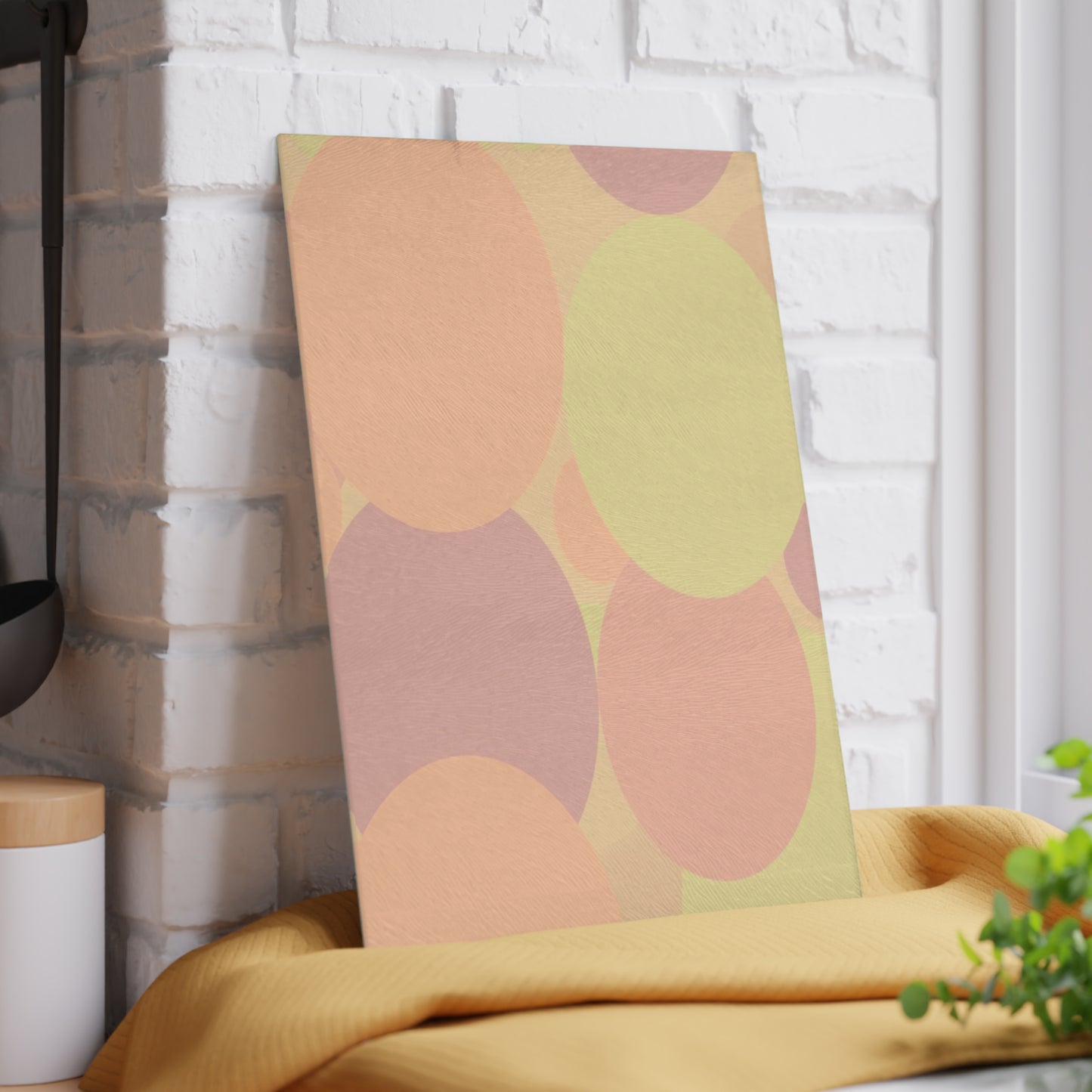 Pastel Hot Peach Patches 8" x 11" Glass Cutting Board