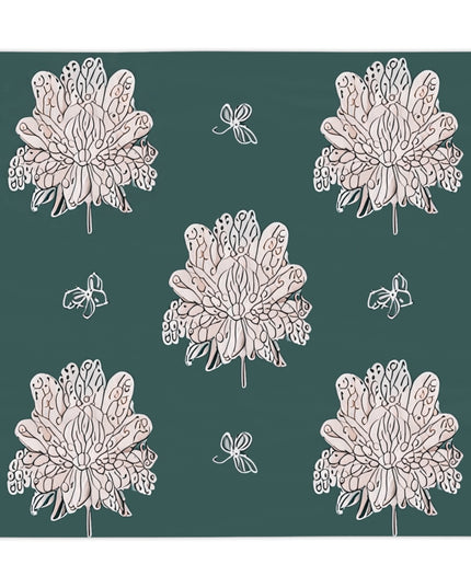 Soft White Floral Butterflies Tablecloth, 55" x 55"