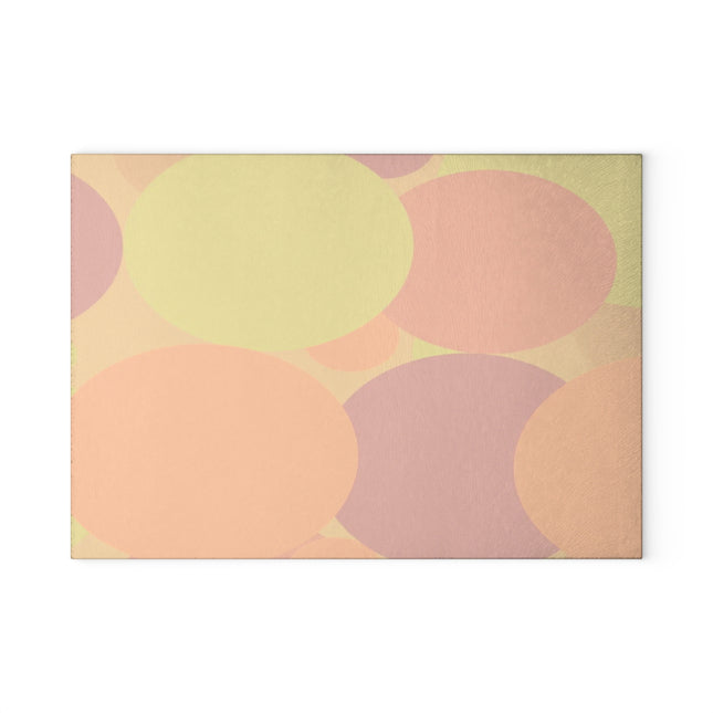 Pastel Hot Peach Patches 8" x 11" Glass Cutting Board