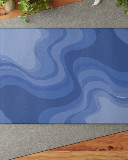 Deep Blue Wavey Glass Cutting Board, 11" x 15"