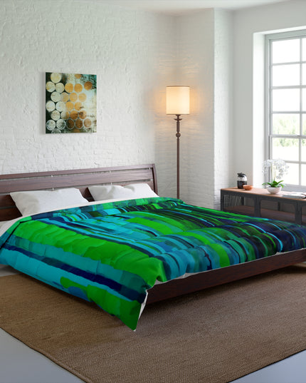 Striped Blue Green 104" × 88" Comforter