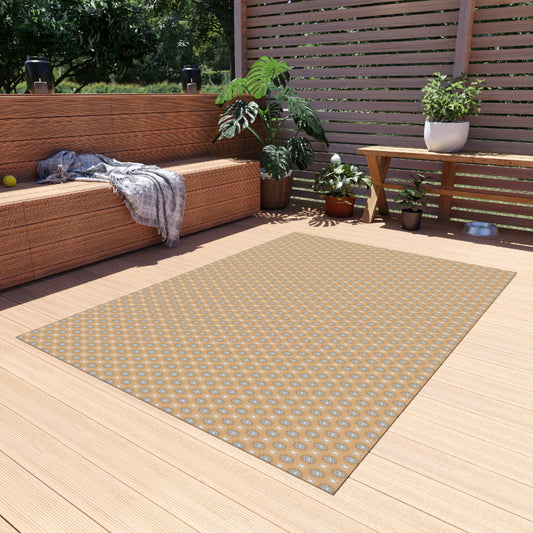 Tan Sunset Star-crossed Bodies Outdoor Rug, 60" x 84"