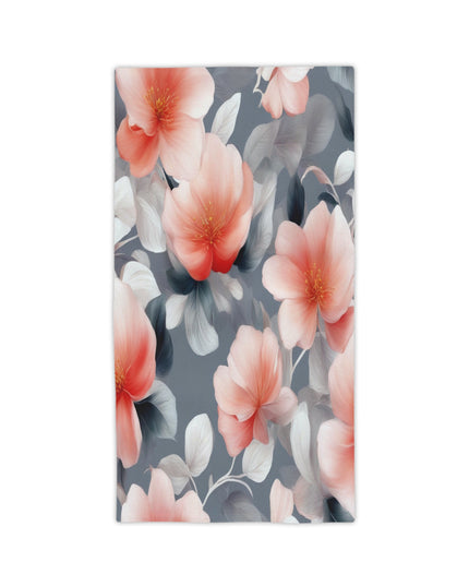 Red Blossom Floral Bunch Beach Towel, 24" x 44"