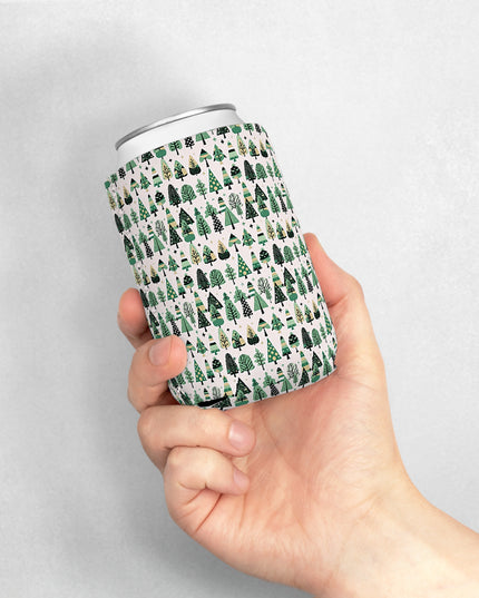 Mini Vintage Green Trees 12 oz Can Cooler Sleeve