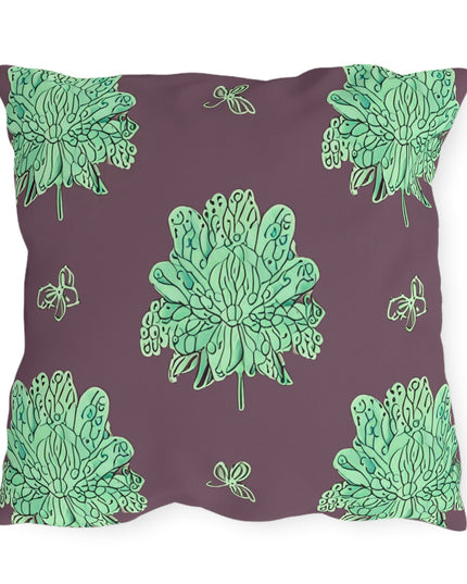 Mint Green Floral Butterflies 20" x 20" Outdoor Pillow