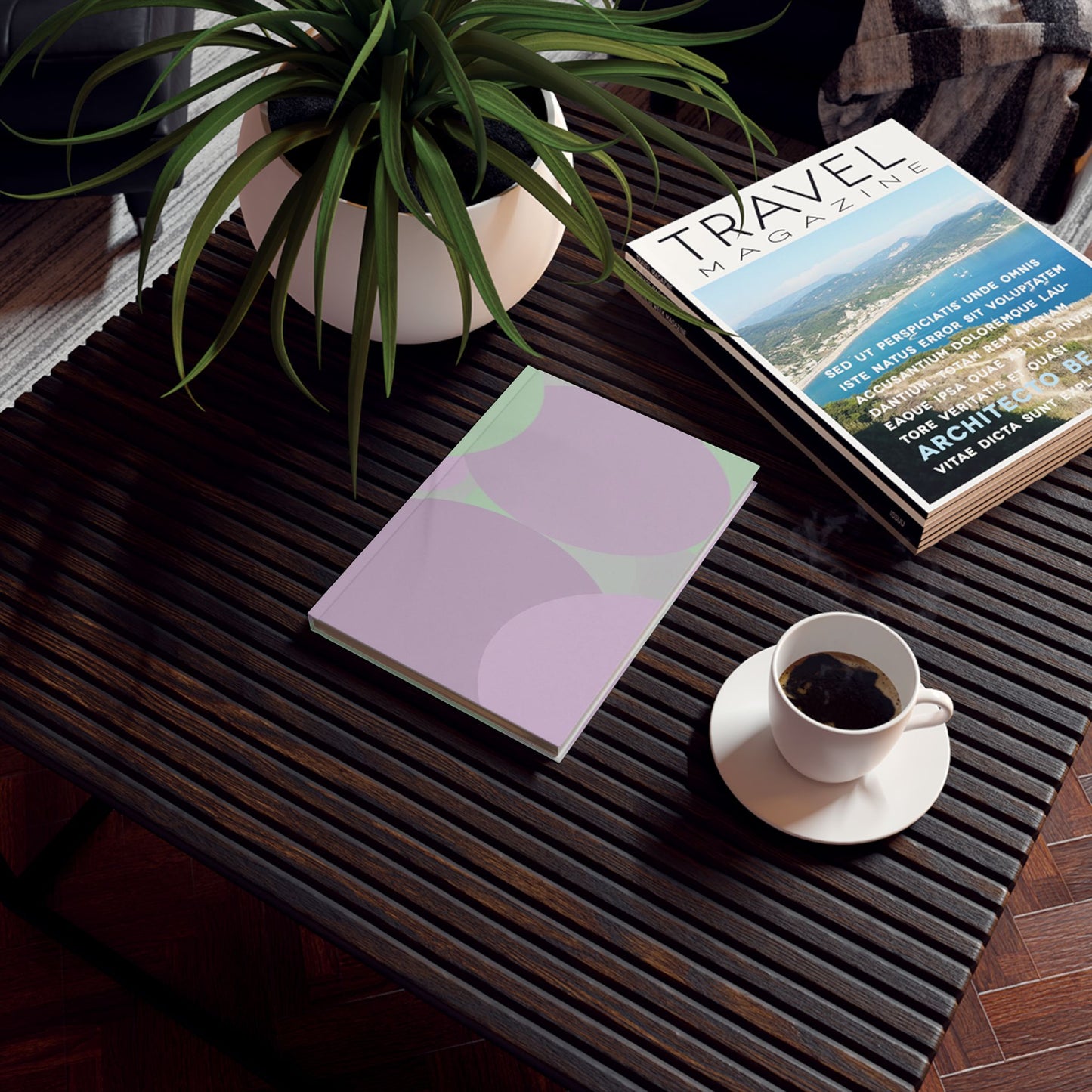 Pastel Lavender Purple and Soft Green Patches 5.2" x 7.4" Hard Backed Journal with 128 blank pages
