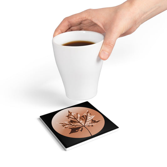 Soft Maple Leaf 4" x 4" Square Ceramic Coaster