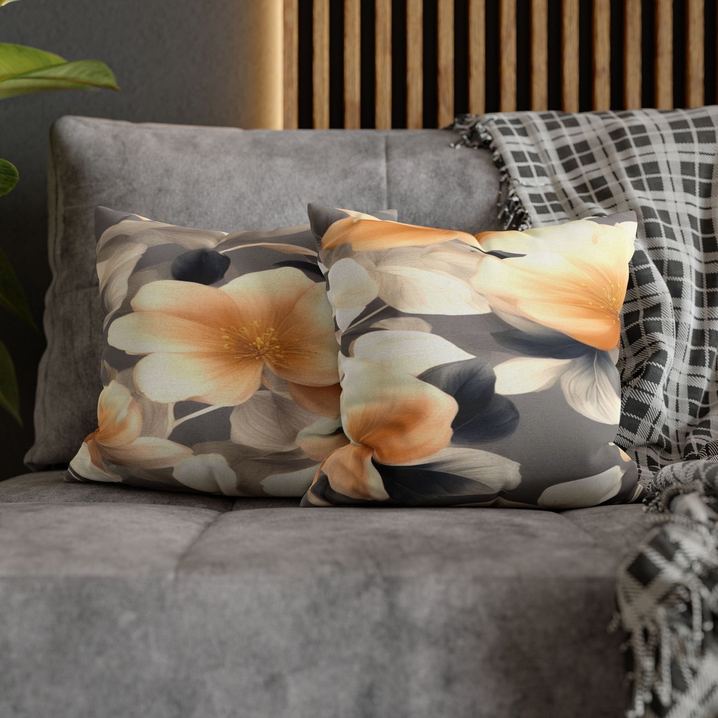 Soft Blossom Floral Bunch Spun Polyester Square Pillowcase, 14" x 14"