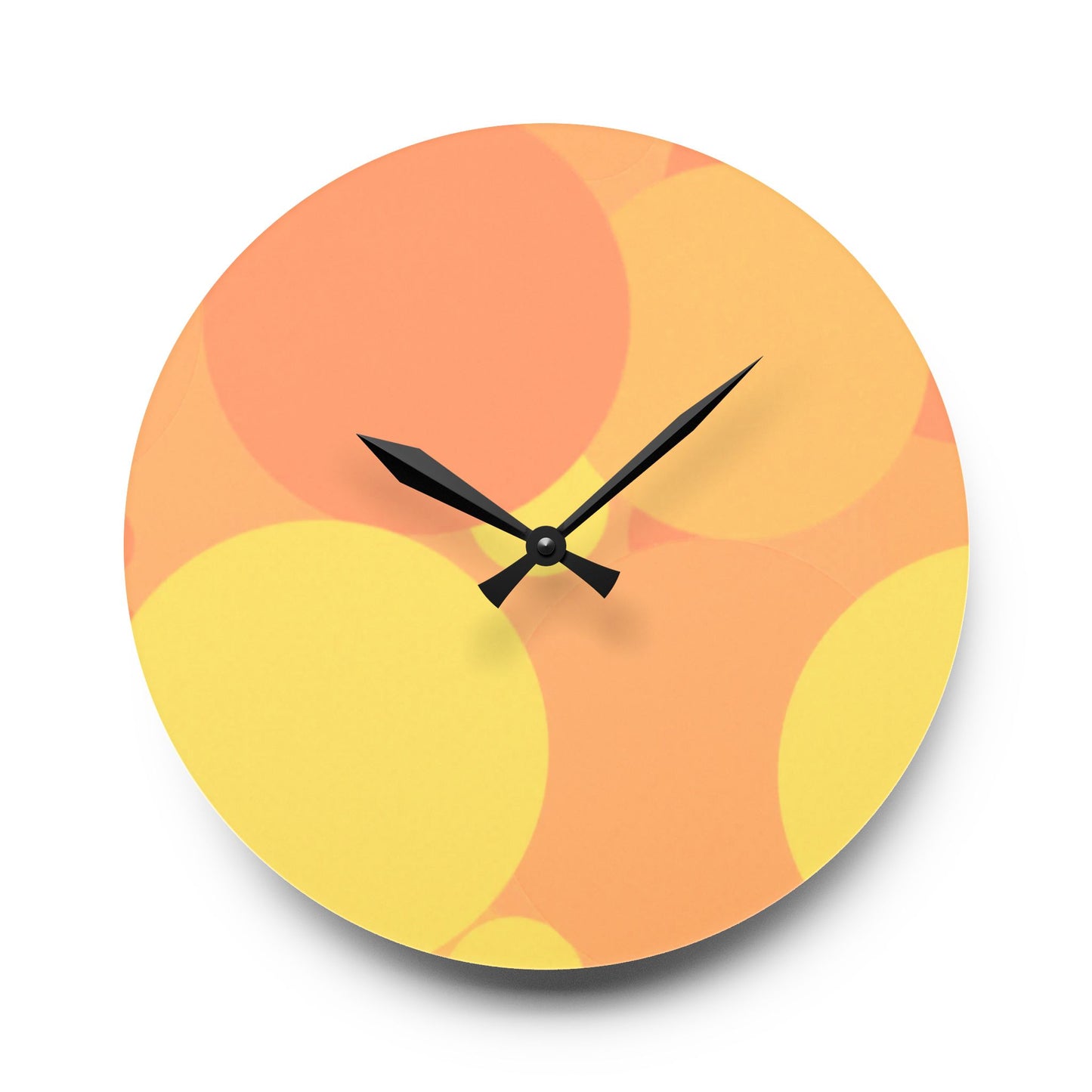 Pastel Bright Oranges Patches Acrylic Wall Clock, Round or Square, 10.75" x 10.75"