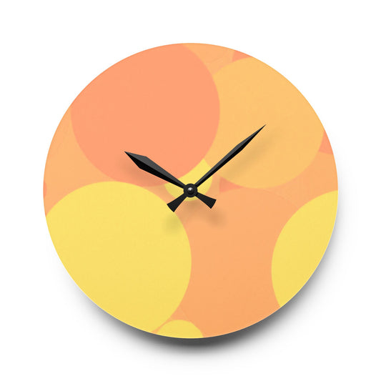 Pastel Bright Oranges Patches Acrylic Wall Clock, Round or Square, 10.75" x 10.75"