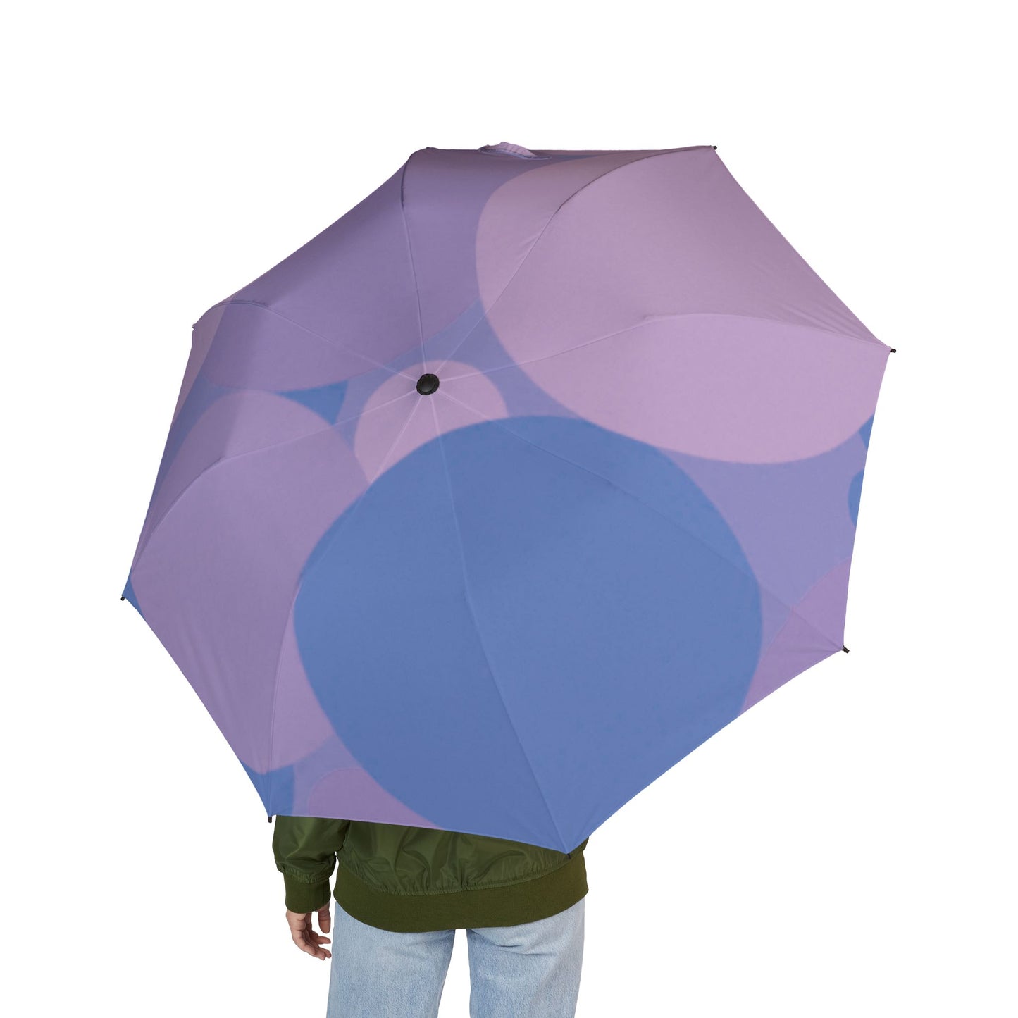 Pastel Purple Family Patches Foldable Umbrella - Compact & Chic