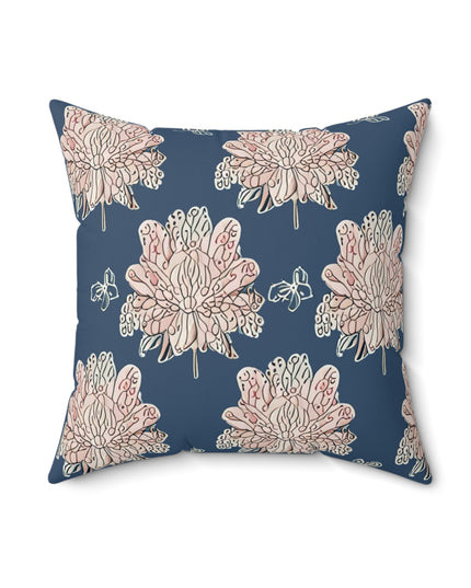 Rose White Floral Butterflies 18" x 18" Faux Suede Square Pillow