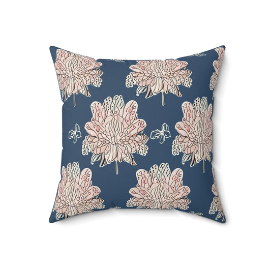 Rose White Floral Butterflies 18" x 18" Faux Suede Square Pillow