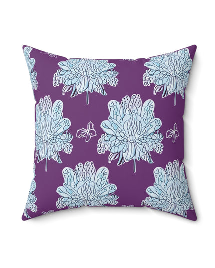 Blue Floral Butterflies 18" x 18" Faux Suede Square Pillow