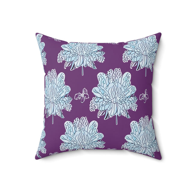Blue Floral Butterflies 18" x 18" Faux Suede Square Pillow