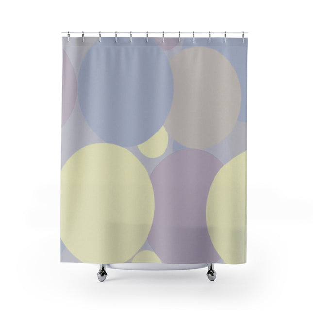 Pastel Soft Blue and Soft White Patches Shower Curtains, 71" x 74"
