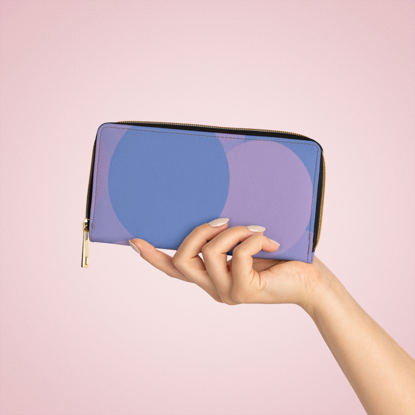 Pastel Purple Family Patches Elegant Abstract Zipper Wallet - Stylish & Functional Accessory for Everyday Use