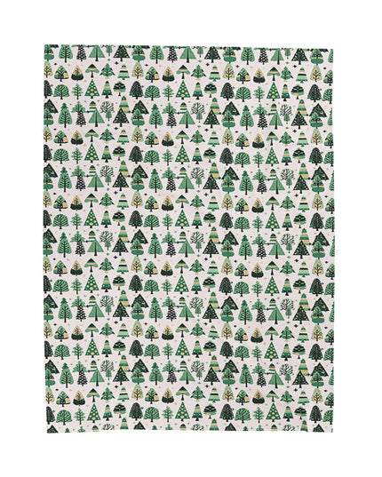 Mini Vintage Green Trees Velveteen Plush Blanket, 60" x 80"