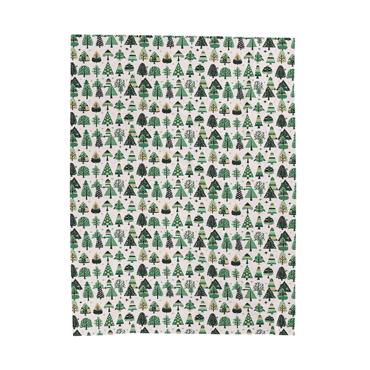 Mini Vintage Green Trees Velveteen Plush Blanket, 60" x 80"