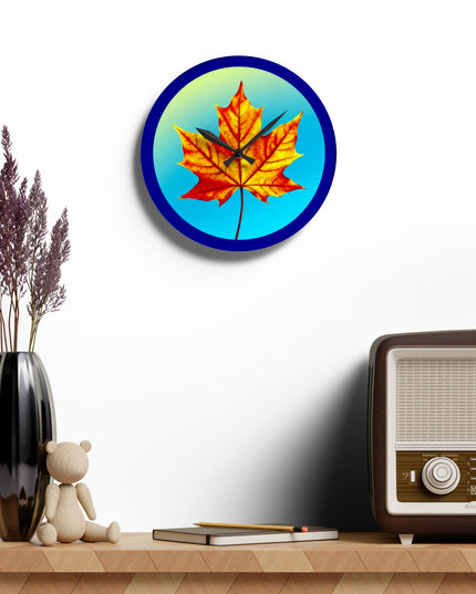 Alpha Maple Leaf Acrylic Wall Clock, Round or Square, 10.75" x 10.75"