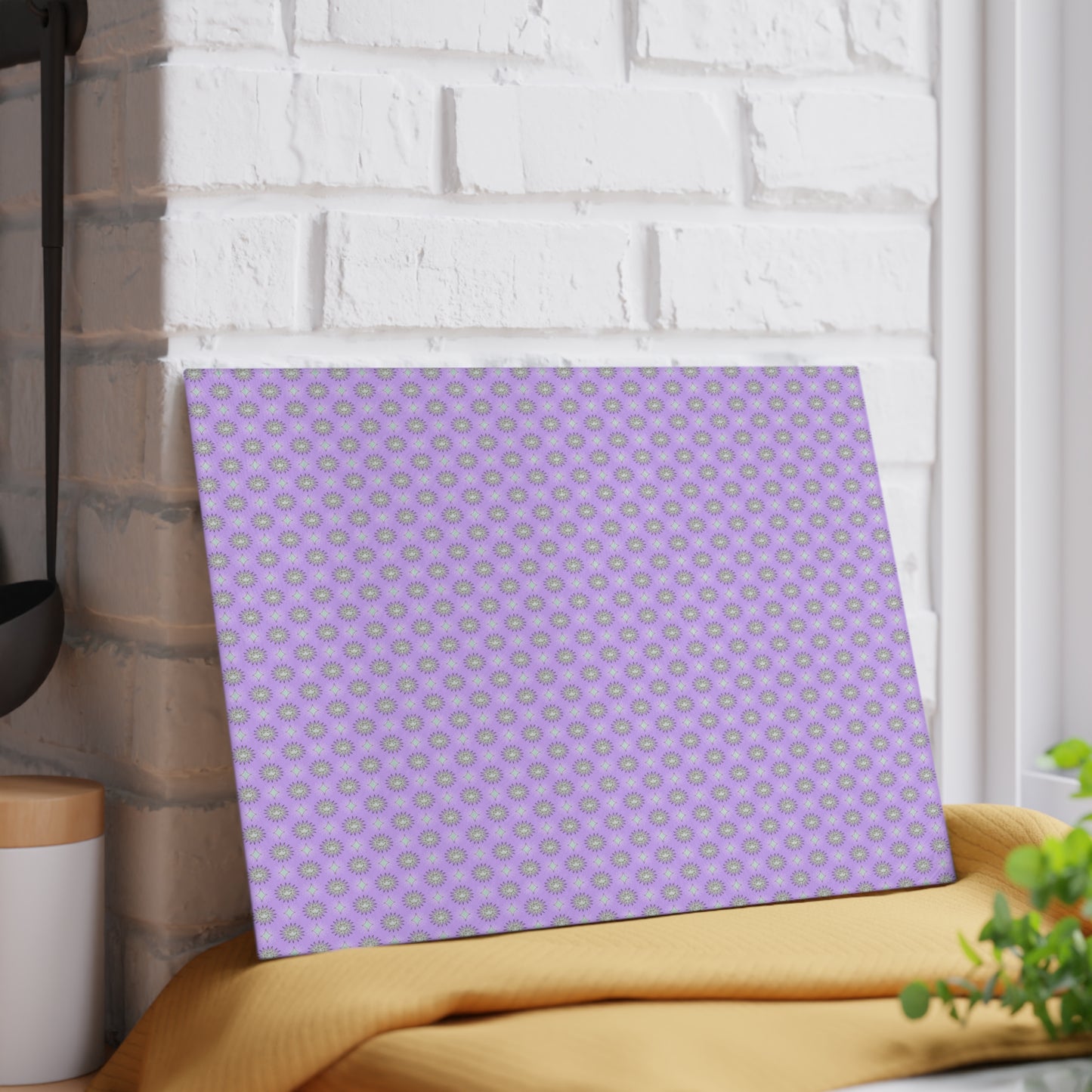 Lavender Star-crossed Bodies Glass Cutting Board,  8" x 11"