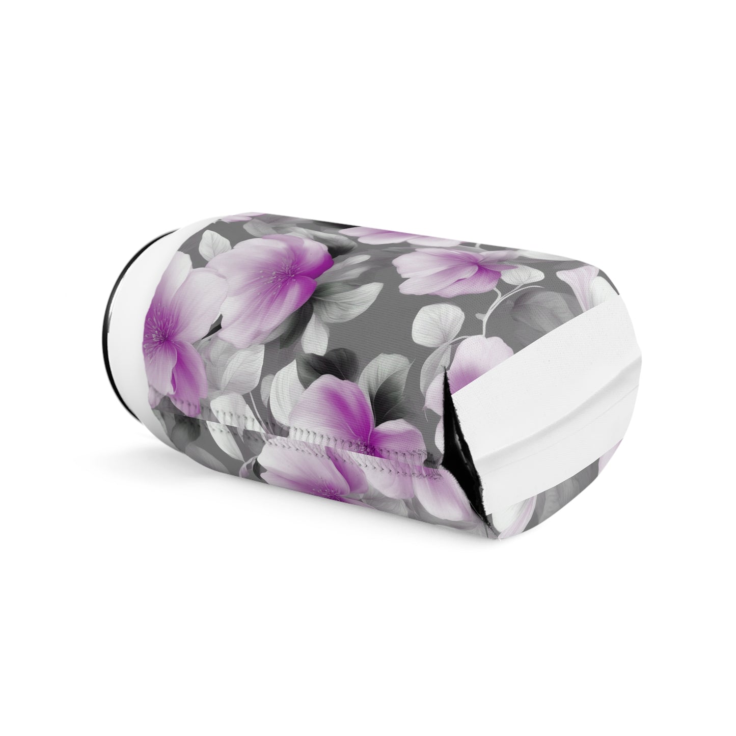Purple Blossom Floral Bunch 12 oz Can Cooler Sleeve