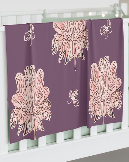Pink Floral Butterflies Baby Swaddle 30″×40″ Blanket