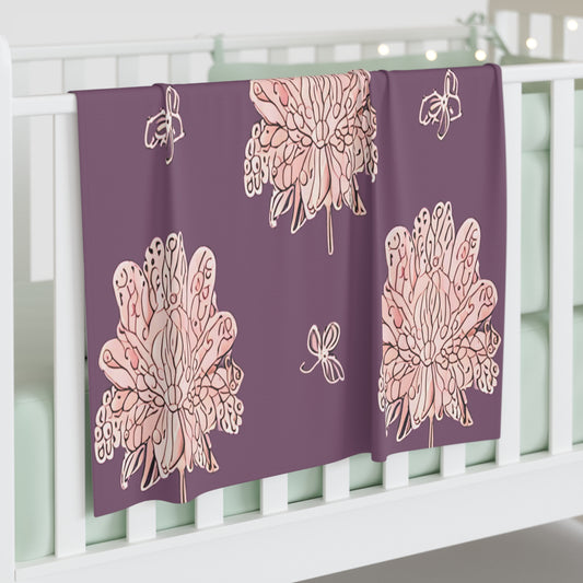 Pink Floral Butterflies Baby Swaddle 30″×40″ Blanket