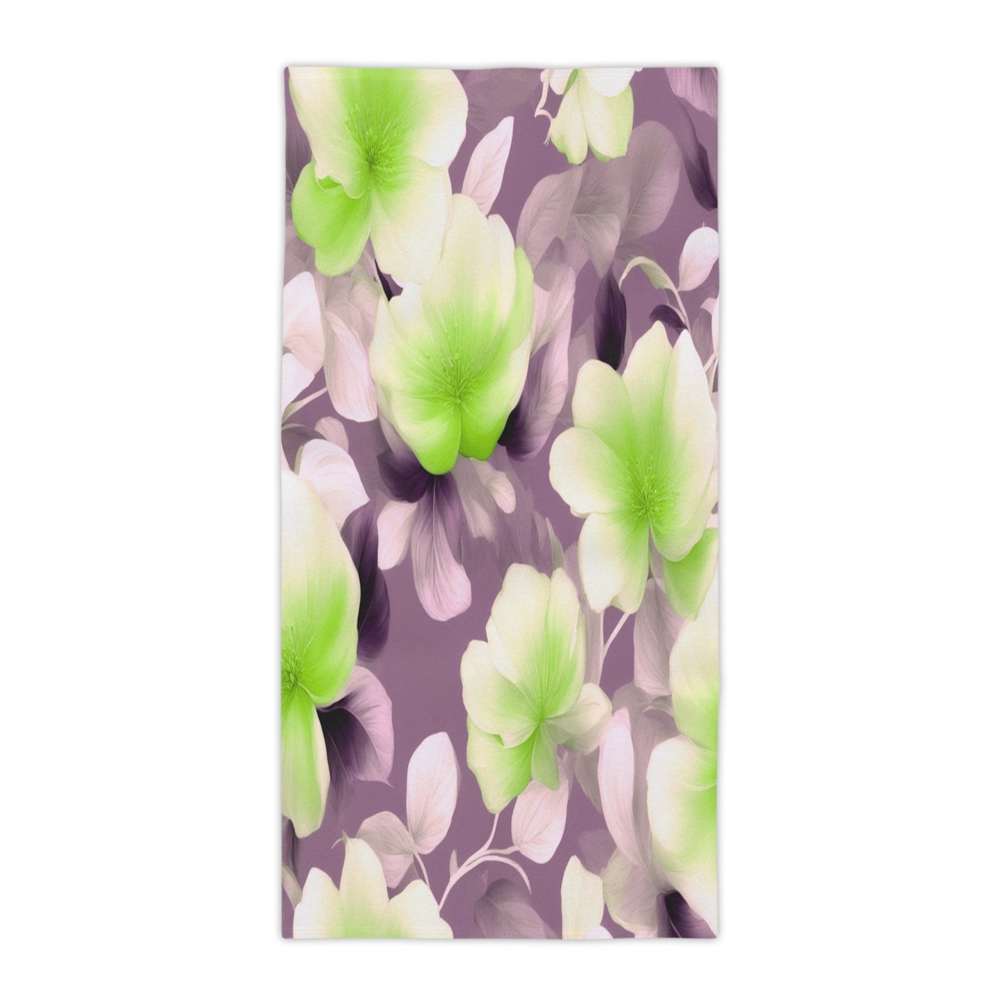 Lime Lavender Floral Bunch Beach Towel, 30" x 60"
