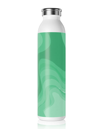 Mint Green Wavey Slim Water Bottle, 20 oz White