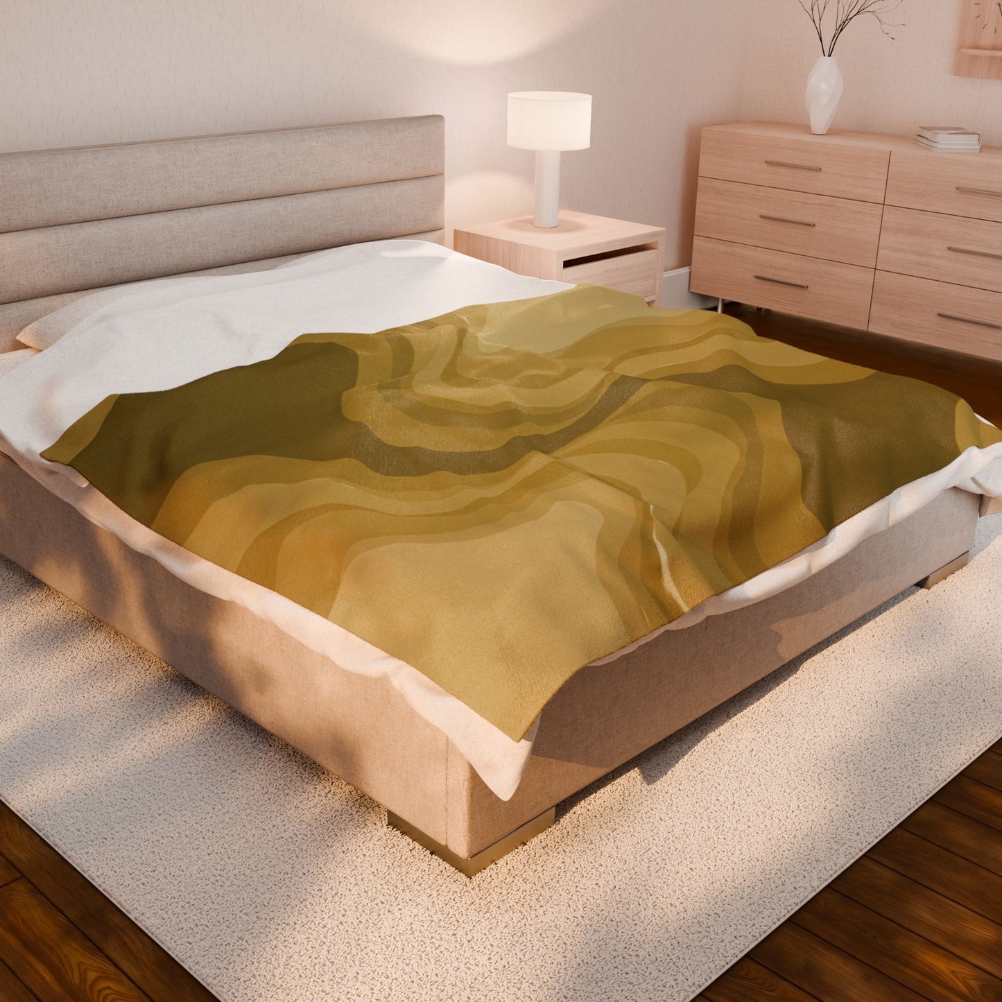 Brown Wavey Velveteen Plush Blanket, 60" x 80"