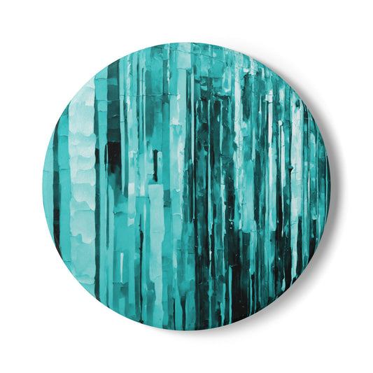 Striped Tif 4" x 4" Round Ceramic Coaster