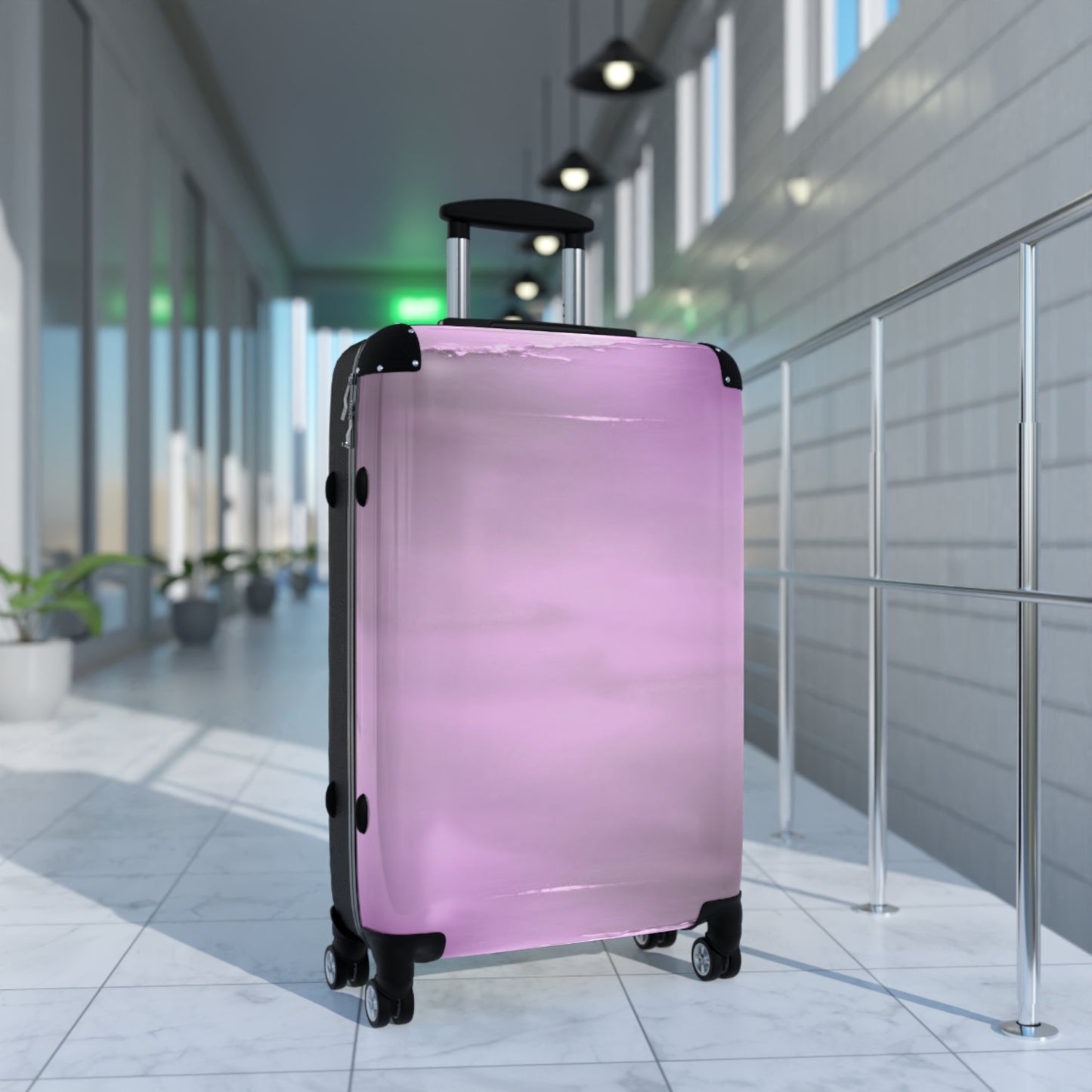 Dark Pink Sea Amethyst Fog Medium Suitcase with built in lock, 4 double-wheels, telescopic handle, and ABS back hard-shell