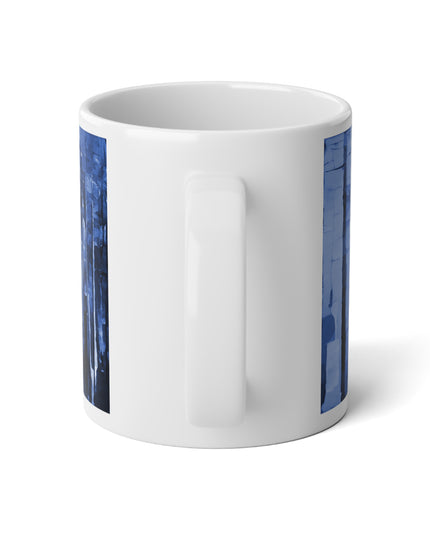 Striped Deep Blue 20 oz White Glossy Jumbo Mug