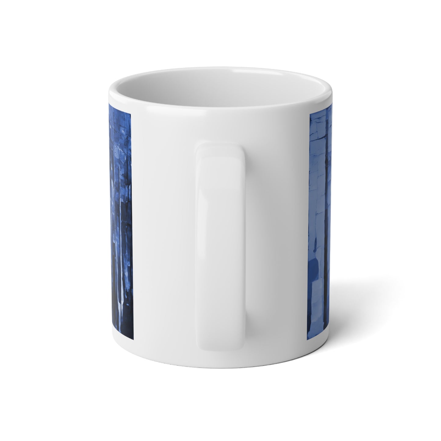 Striped Deep Blue 20 oz White Glossy Jumbo Mug