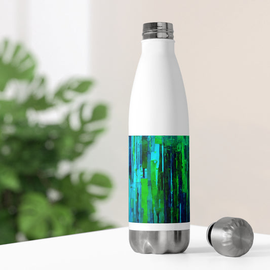 Striped Blue Green 20oz Insulated Water Bottle