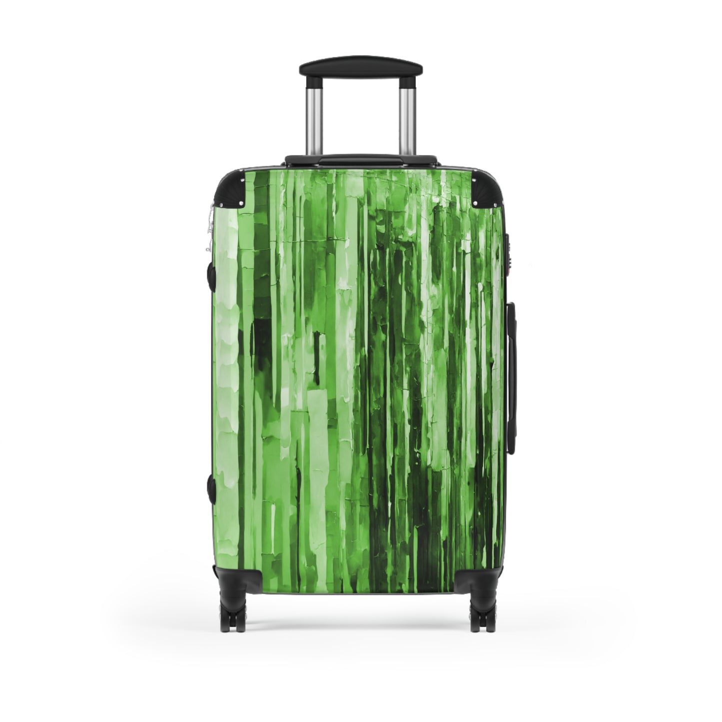 Striped Mint Pastel Medium Suitcase with built in lock, 4 double-wheels, telescopic handle, and ABS back hard-shell