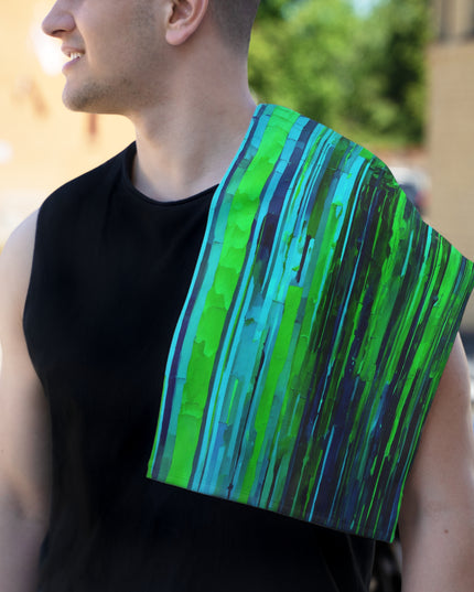 Striped Blue Green Rally Towel, 11" x 18"