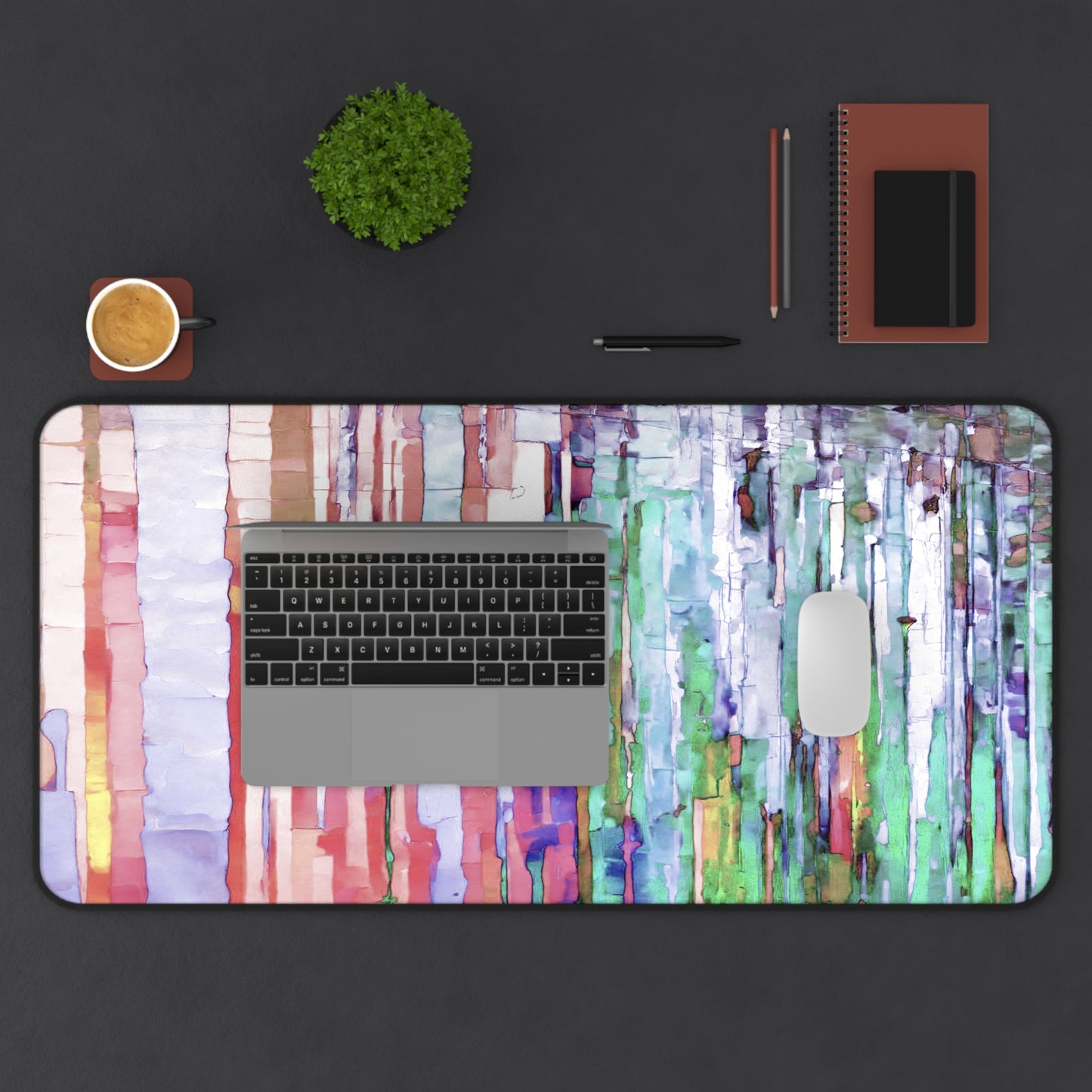 Striped Pastels 16" x 32" Desk Mat