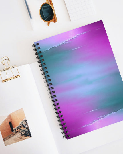 Dark Blue Green Sea Purple Fog Spiral Notebook - Ruled Line, 6" x 8", 118 pages