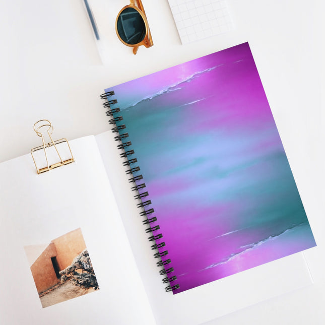 Dark Blue Green Sea Purple Fog Spiral Notebook - Ruled Line, 6" x 8", 118 pages