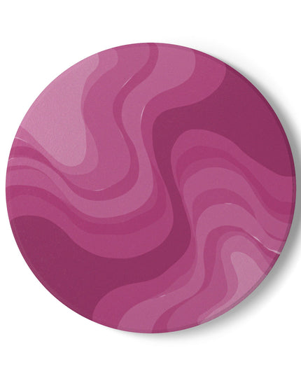 Pinkey Mauve Wavey 4" x 4" Round Ceramic Coaster
