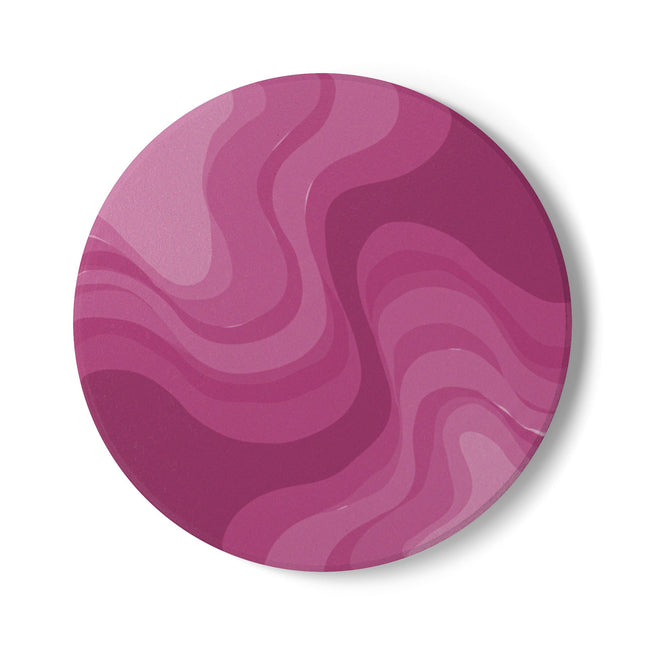 Pinkey Mauve Wavey 4" x 4" Round Ceramic Coaster