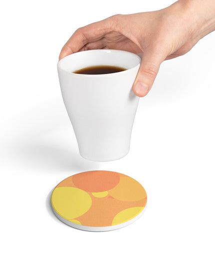 Pastel Bright Oranges Patches 4" x 4" Round Ceramic Coaster