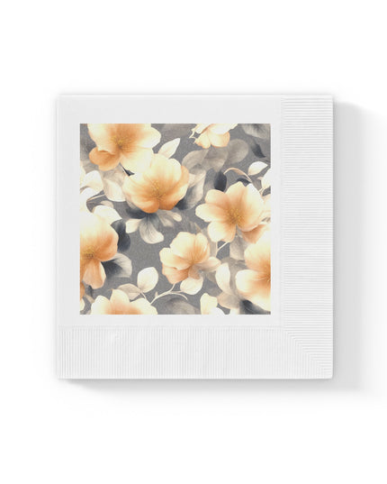 Soft Blossom Floral Bunch White Coined Napkins, 6.5" x 6.5"