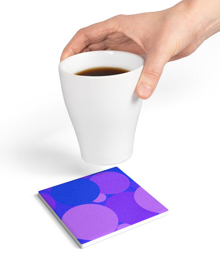 Pastel Purple Family Patches 4" x 4" Square Ceramic Coaster