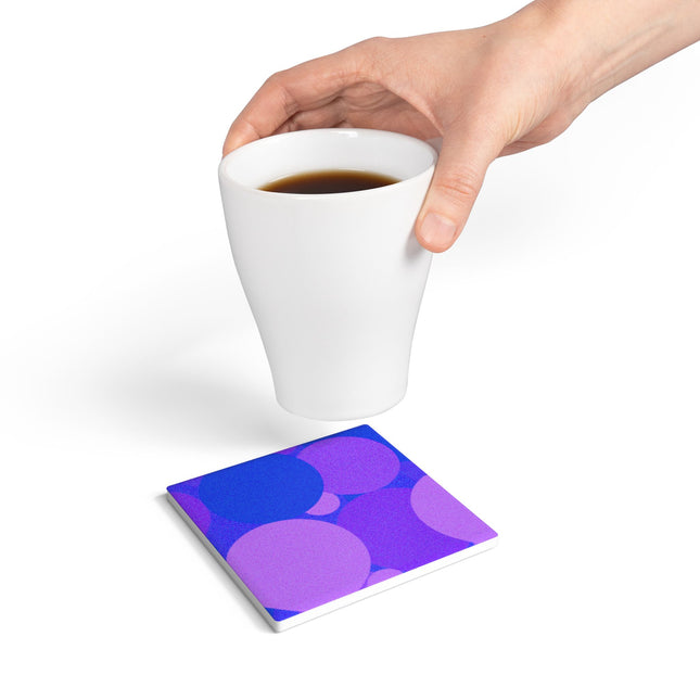 Pastel Purple Family Patches 4" x 4" Square Ceramic Coaster