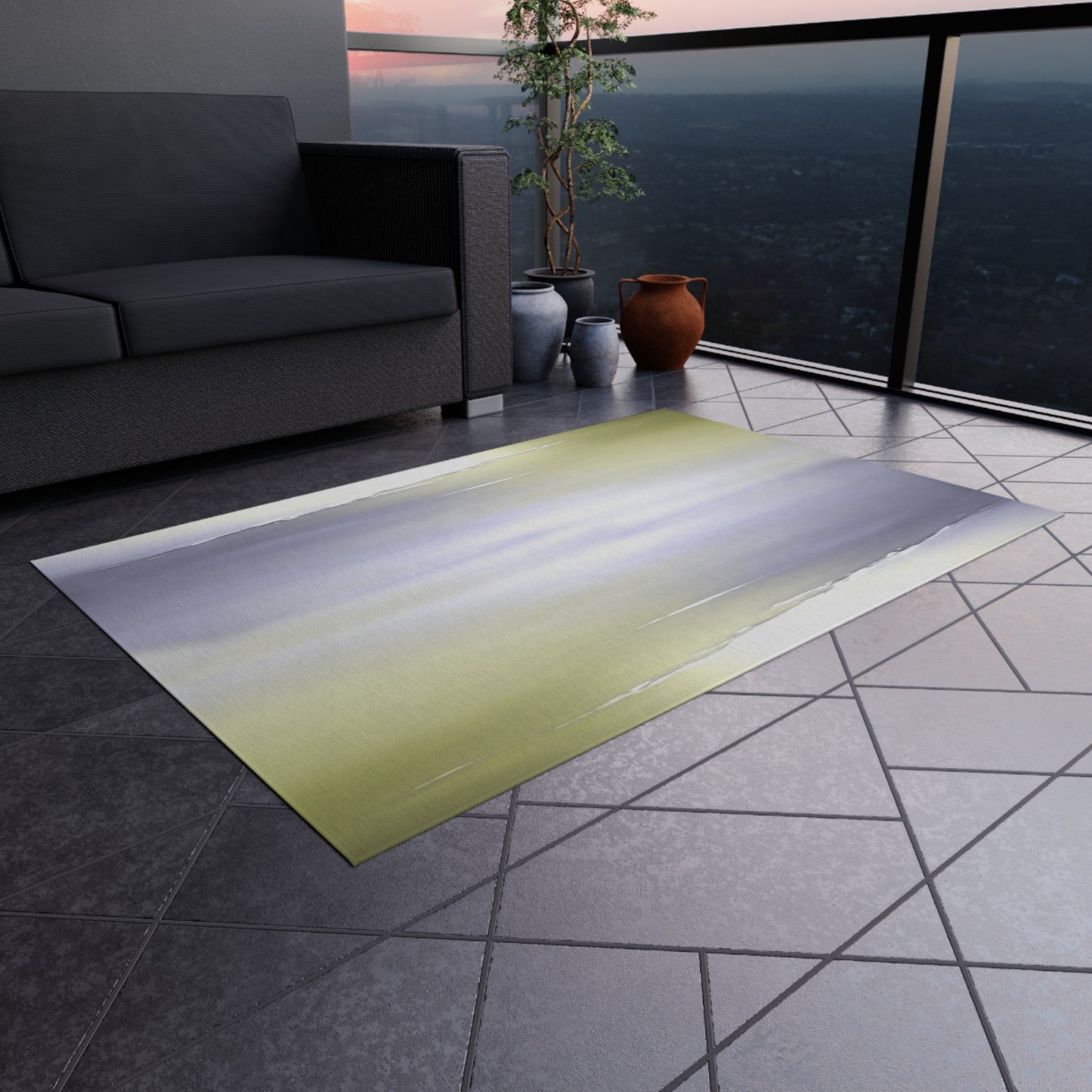 Lavender Sea Golden Fog 48" x 72" Outdoor Rug