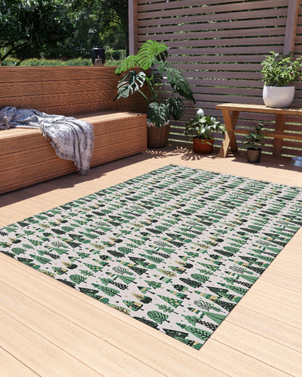 Mini Vintage Green Trees Outdoor Rug, 60" x 84"